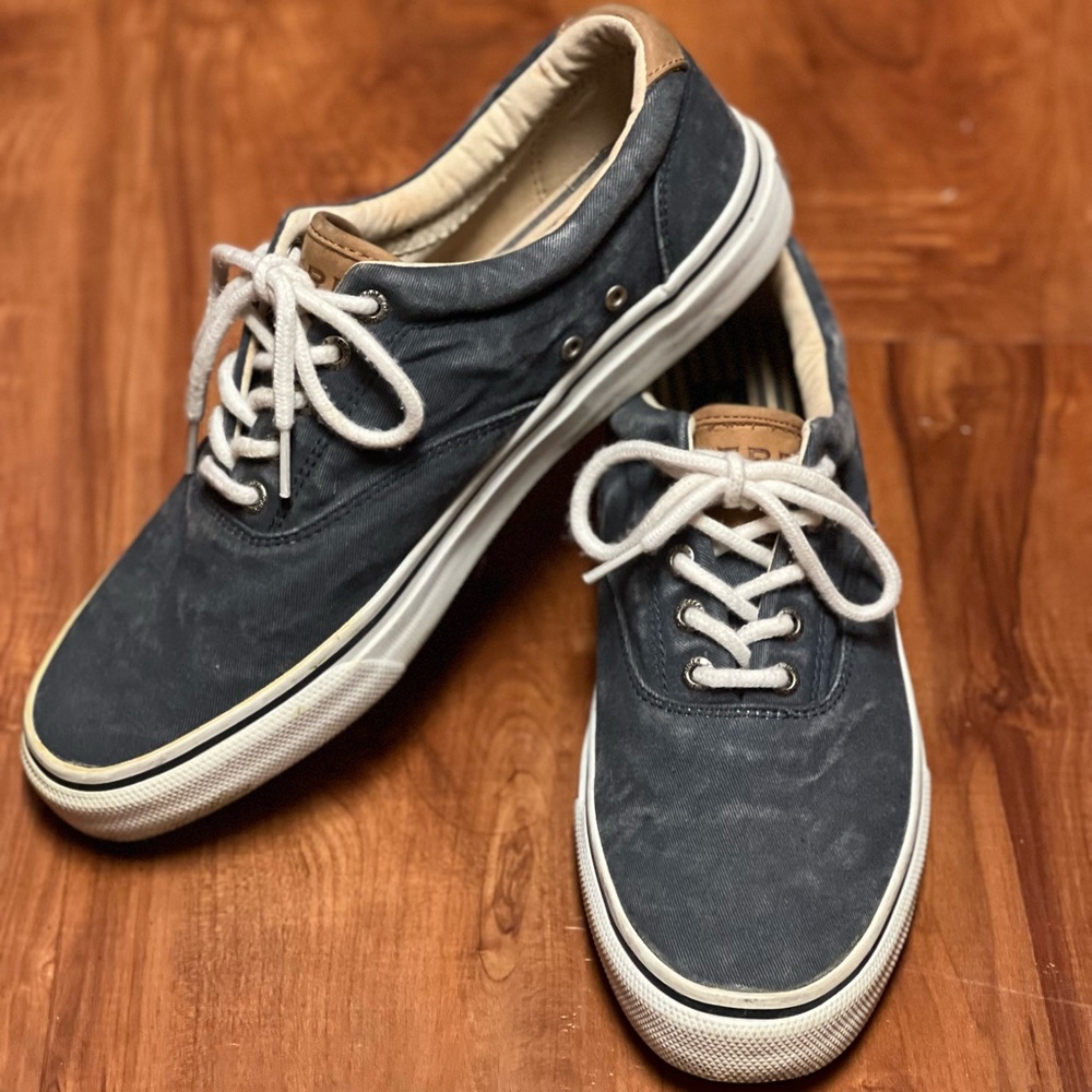 Men’s Sperry Top Sider Striper CVO Sneaker Shoes (Navy/White/Tan)